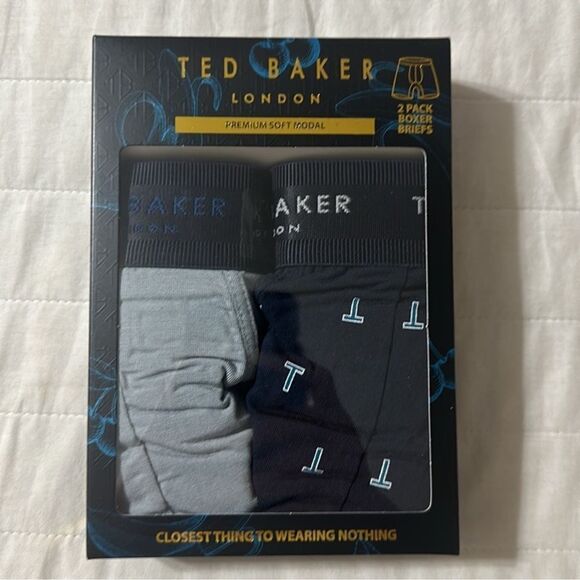 Ted Baker S Premium Soft Modal Navy Gray Boxer Briefs Pack of 2 - Picture 2 of 5